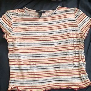 Stretchy striped crop top shirt.